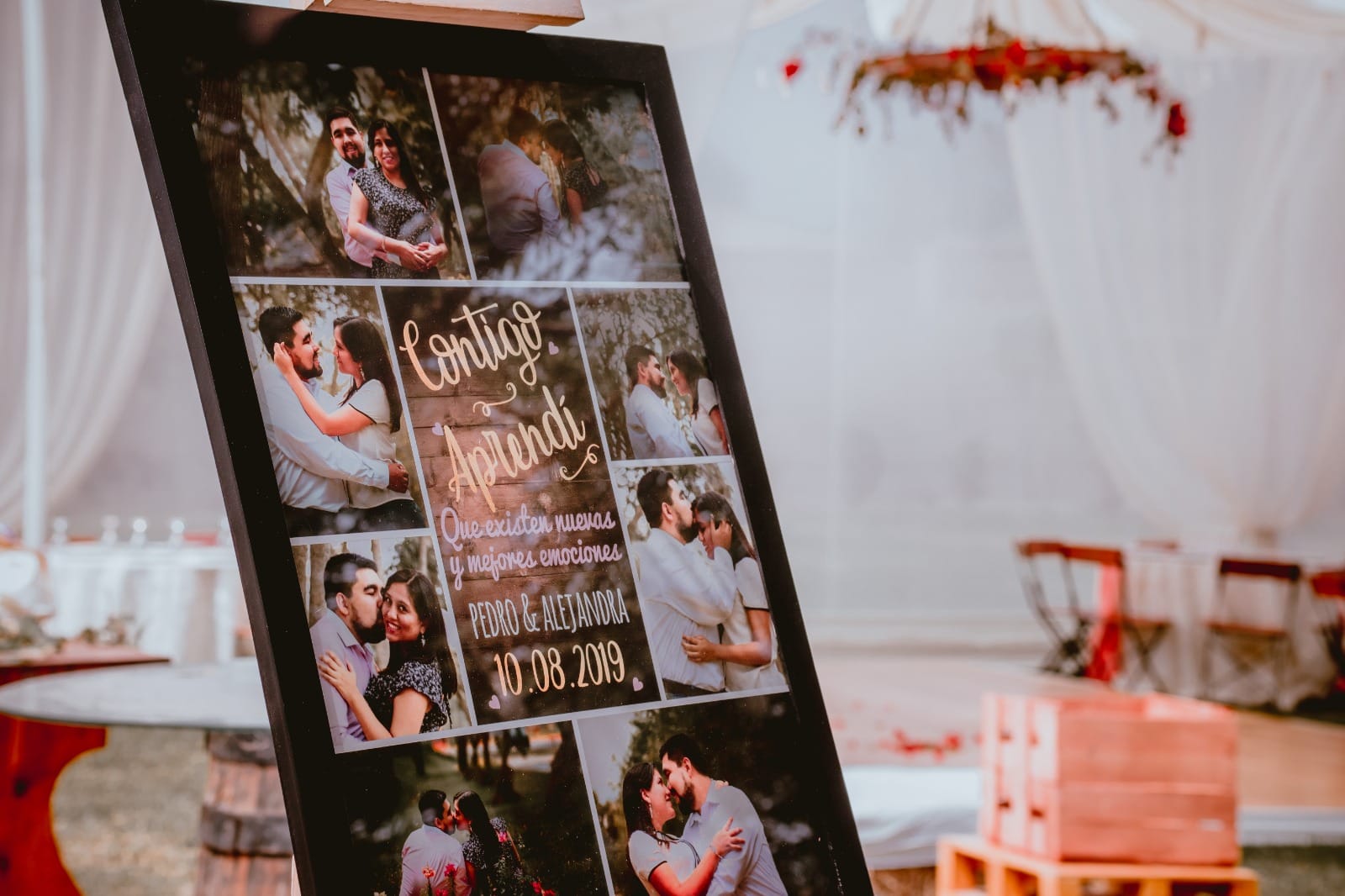 Collage de fotografías de boda con la pareja Pedro y Alejandra en Cieneguilla